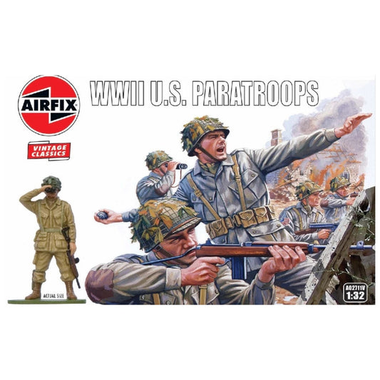 Airfix WWII US Paratroops 1:32 WWII Military Diorama Plastic Model Figures A02711V