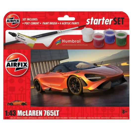 Airfix 1/43 McLaren 765LT Starter Set Scaled Plastic Model Kit