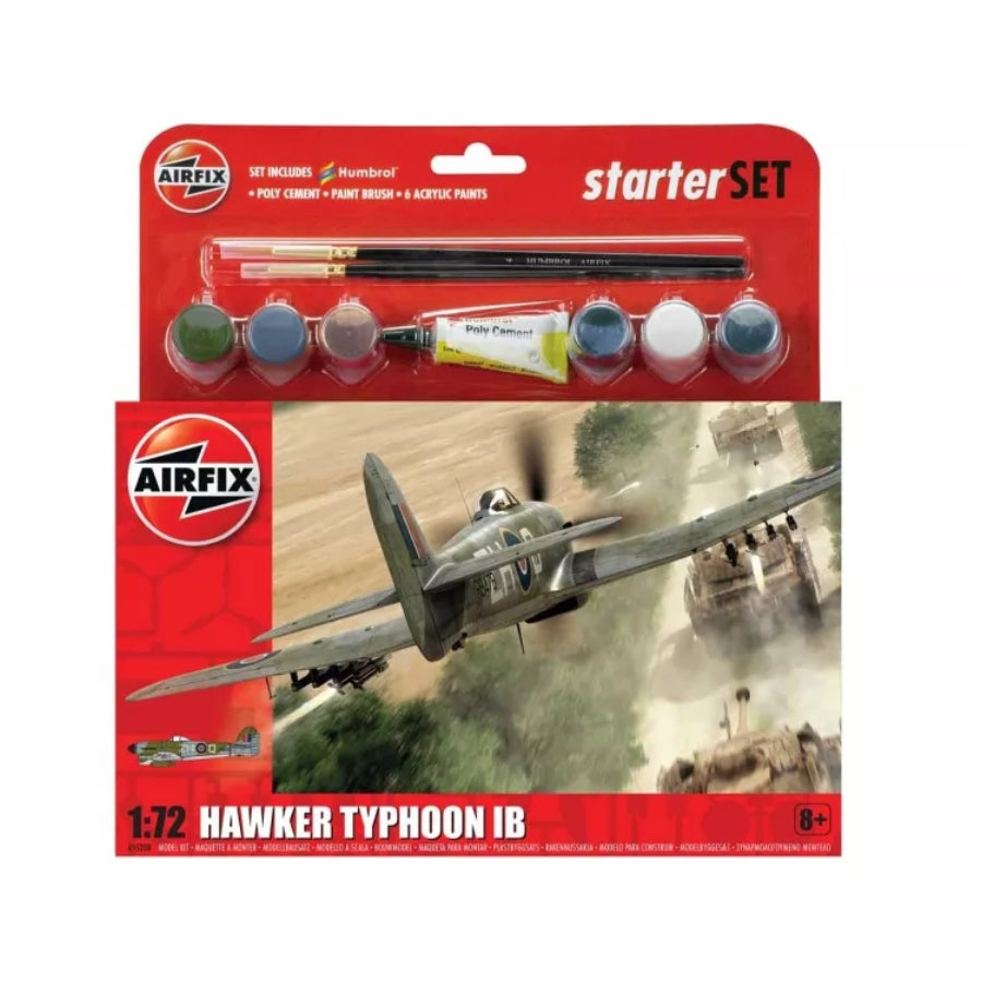 Airfix 1/72 Hawker Typhoon Fighter Scaled Plastic Model Kit Medium Starter Set