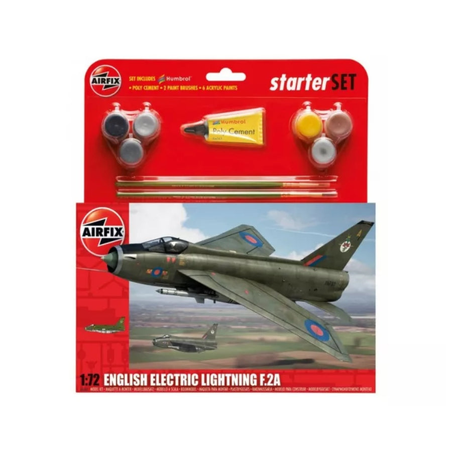 Airfix 1/72 English Electric Lightning F2A Fighter Scaled Plastic Model Kit Large Starter Set