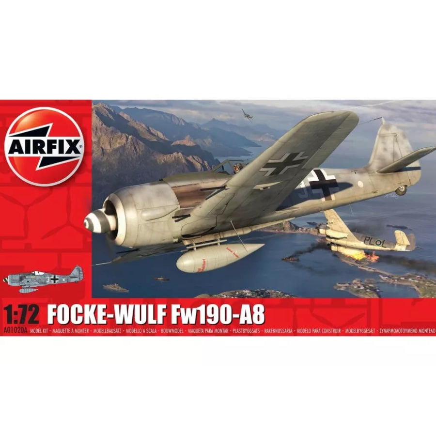 Airfix 1/72 Focke-Wulf FW 190 A-8 Fighter Scaled Plastic Model Kit