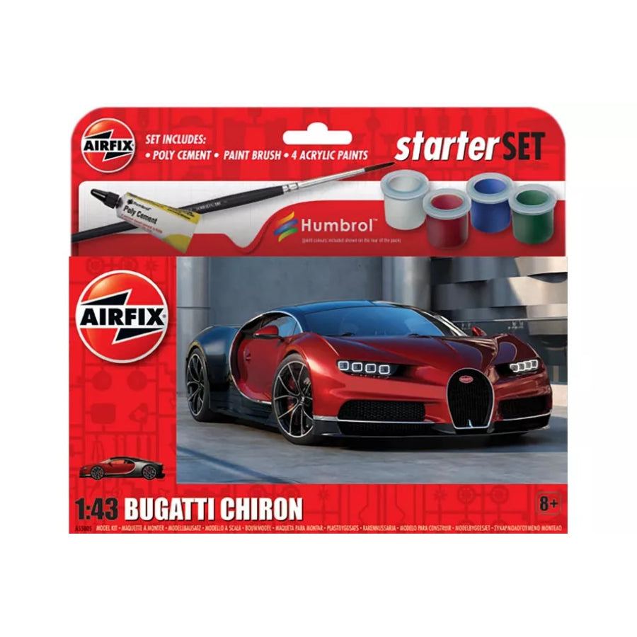 Airfix 1/43 Bugatti Chiron Scaled Plastic Model Starter Kit