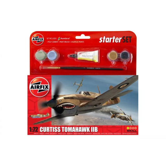 Airfix 1/72 Curtiss Tomahawk Fighter Scaled Plastic Model Kit Small Starter Set