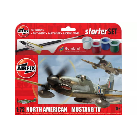 Airfix 1/72 North American P-51D Mustang IV Fighter Scaled Plastic Model Kit Gift Set