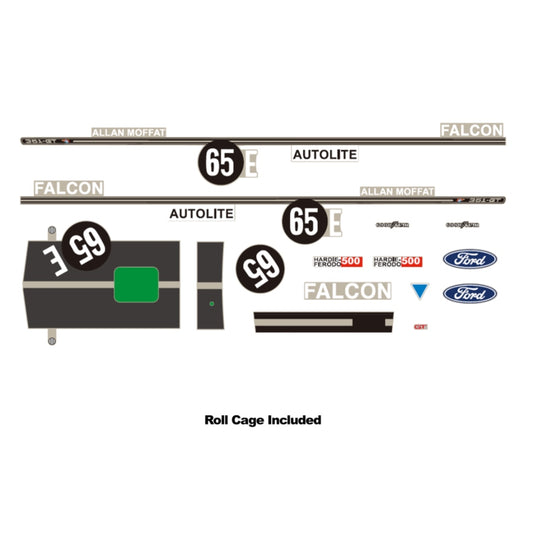 DDA 1:24 (6pcs) #65E XY Ford Bathurst Decal Kit w/Roll Cage Accessory