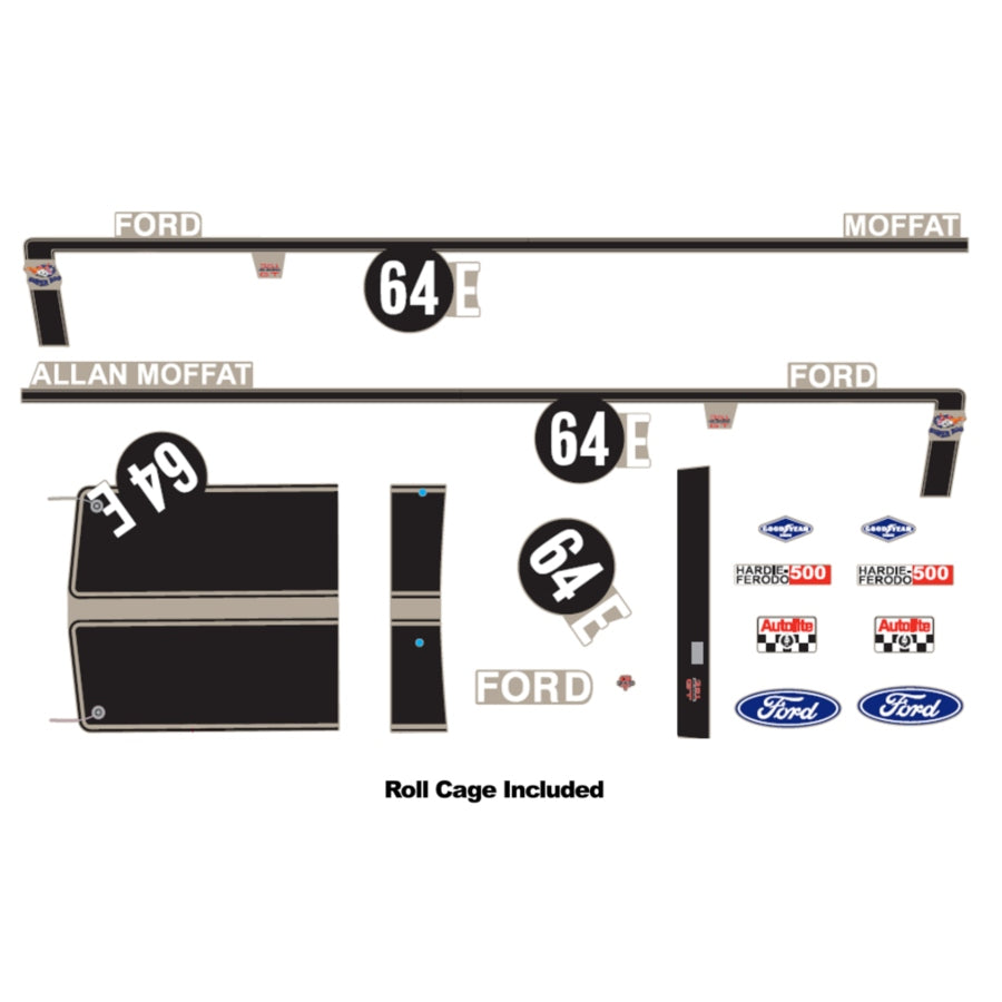 DDA 1:24 (6pcs) #64E XW Ford Bathurst Decal Kit w/Roll Cage Accessory