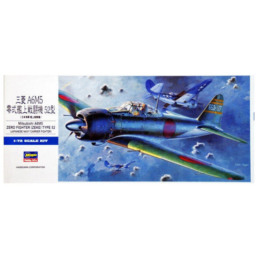 Hasegawa 1/72 Mitsubishi A6M5 Zero Fighter (Zeke) Type 52 Japanese Navy Carrier Fighter Plastic Model