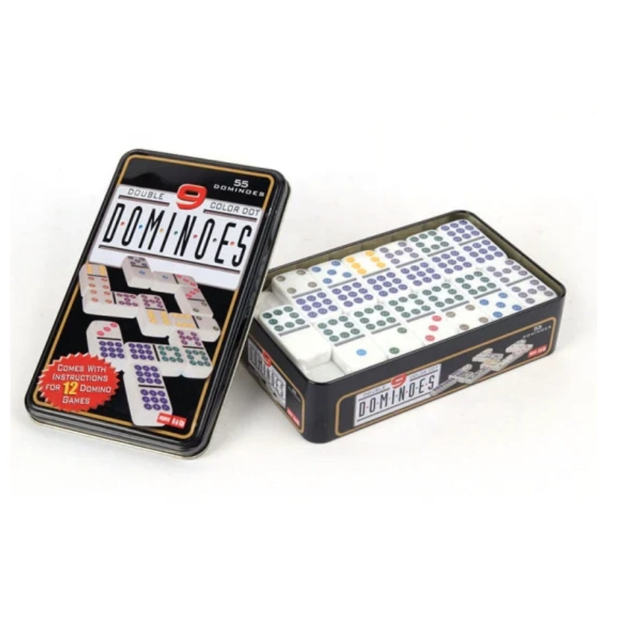 Dominoes Double 9 Colour Dot Tin