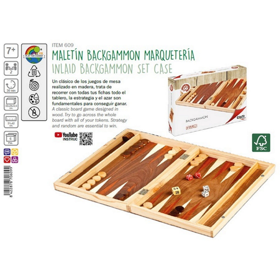 Backgammon 32cm Inlaid Wood