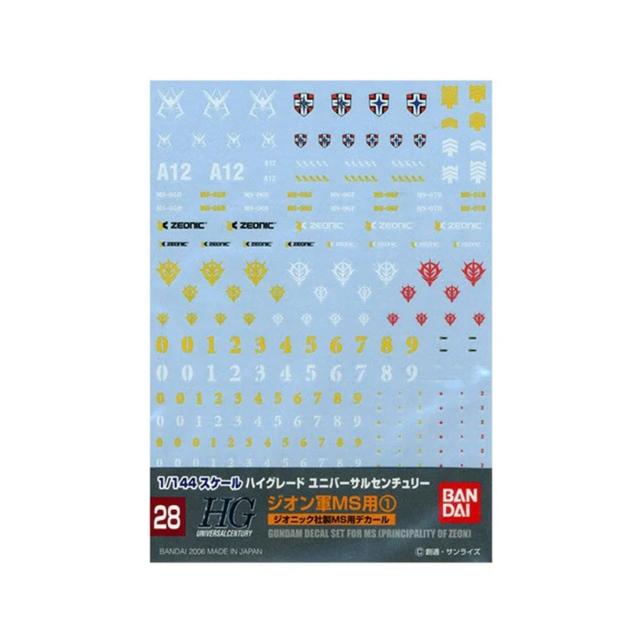 Bandai GUNDAM DECAL 28 HGUC MULTIUSE ZEON MS 1