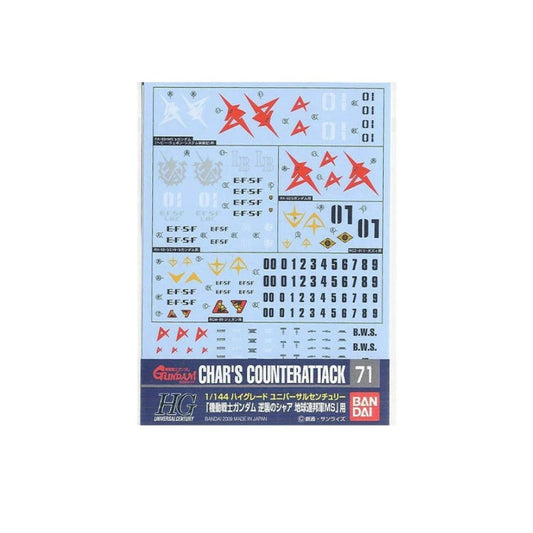 Bandai GUNDAM DECAL 71 CHARS COUNTERATTACK EARTH FEDERATION