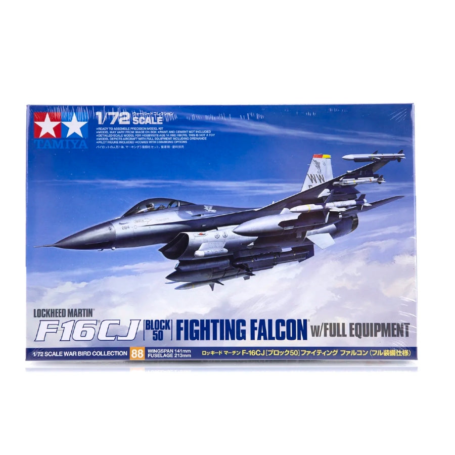 Tamiya 1/72 F-16CJ Fighting Falcon Jet w/ Full Equipment Scaled Plastic ...