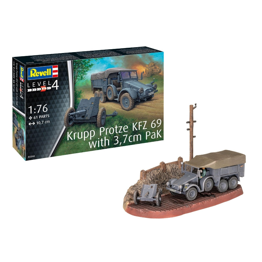 Revell 03344 Krupp Protze KFZ 69 with 3,7cm Pak 1:76 Scale Model Kit