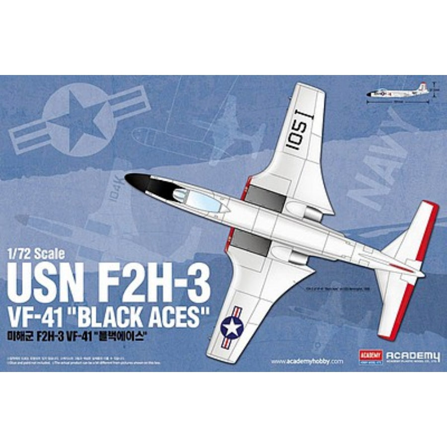 Academy 1/72 USN F2H-3 VF-41 "Black Aces" Banshee Plastic Model Kit [12548]