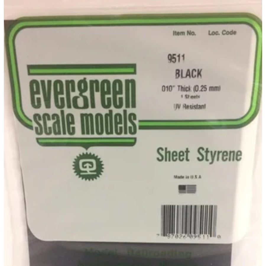 Evergreen Scale Models Polystyrene Sheet (Black)