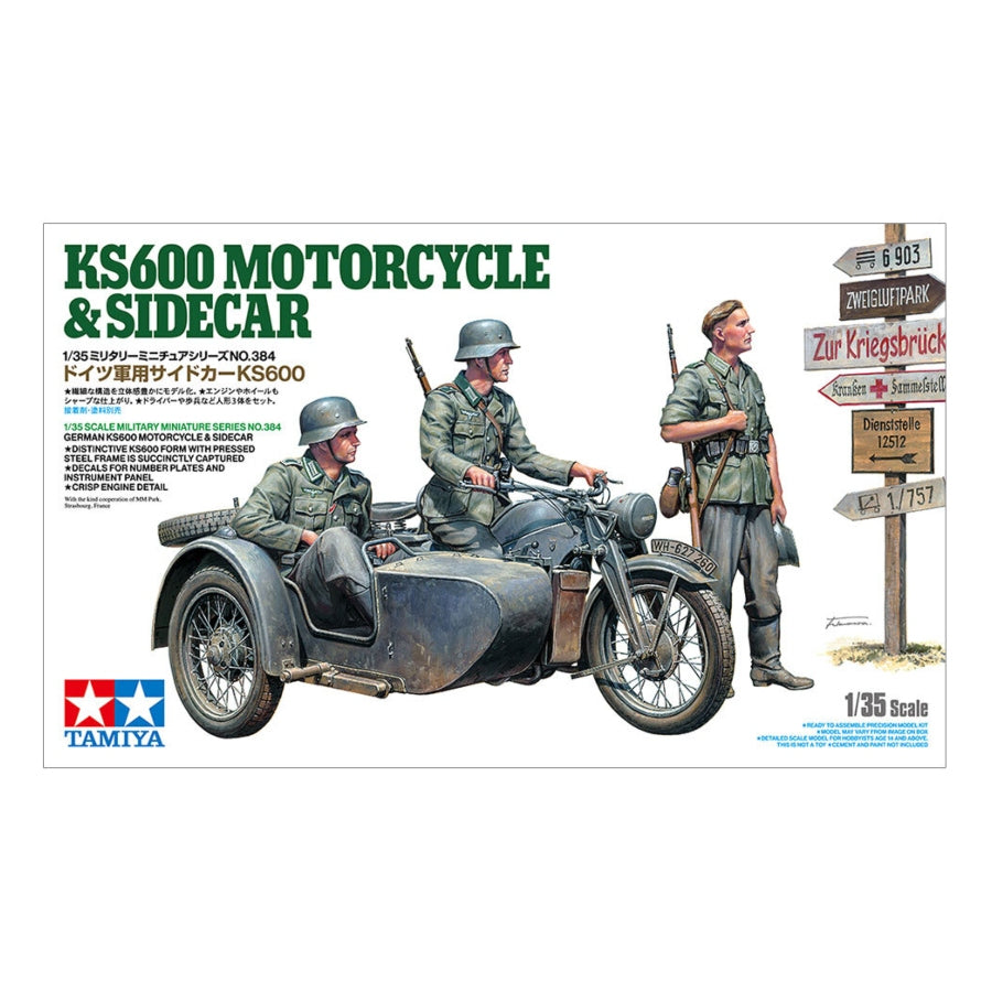 Tamiya KS600 Motorcycle & Sidecar 1:35 Scale Model Kit 35384