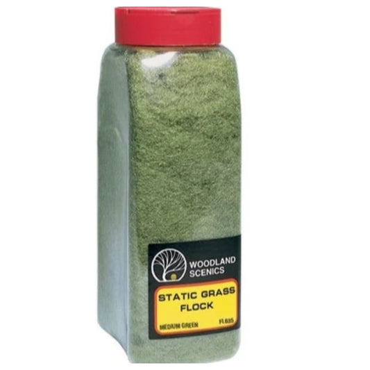 Woodland Scenics: Static Grass Flock- Medium Green (32oz Shaker)