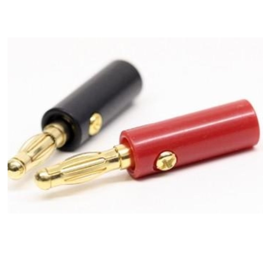 4.0 mm Gold Plated Solderless Banana Connector, Red/Black