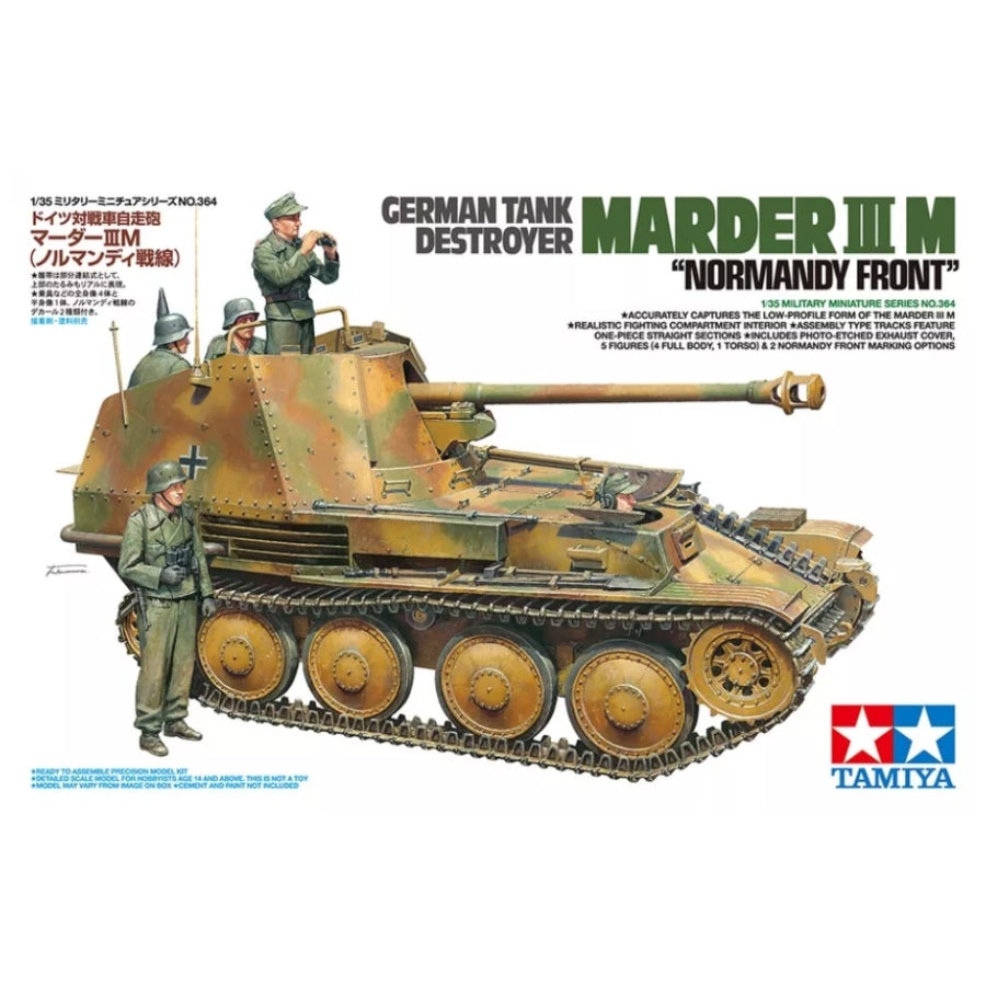 Tamiya 1/35 German Marder III M Normandy Front Tank Destroyer Scaled Plastic Model Kit