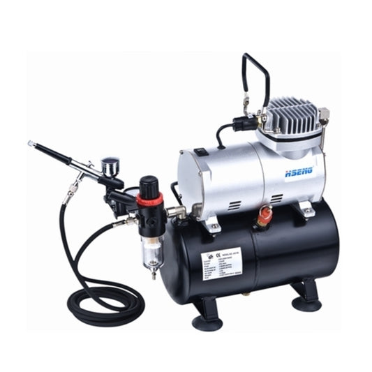 Hseng Air Compressor with Holding Tank Kit (Includes Hose & HS-80 Airbrush) HS-AS186K-2