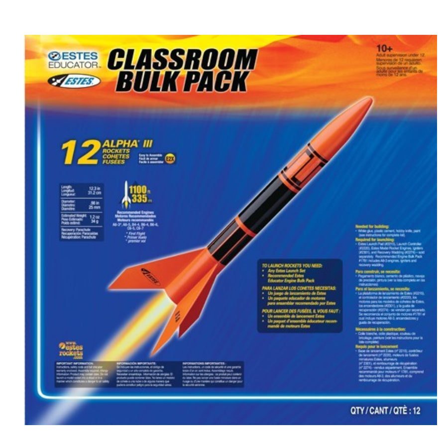 ESTES ALPHA III BEGINNER MODEL ROCKET (12PK) BULK PACK