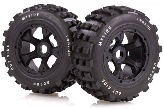 95159 | Rovan 4.7/5.5" Baja 5T/5SC Rear MX Tyres on Black Rims - Beadlocked Wheels 2Pcs - Aussie Hobbies 