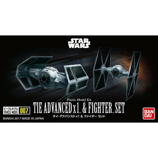 Bandai Star Wars Vehicle Model 007 Tie Advanced X 1 and Fighter Set