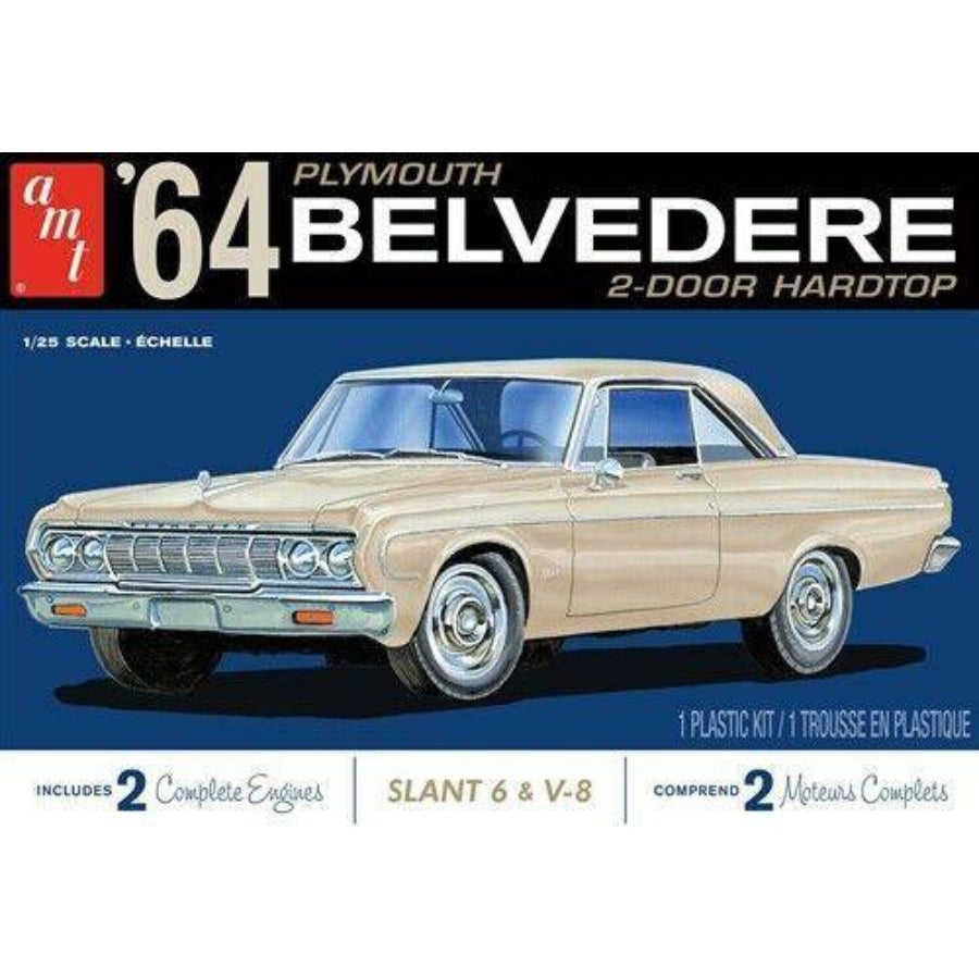 AMT 1964 Plymouth Belvedere w/ Straight 6 Engine 2T 1:25 Plastic Model Kit